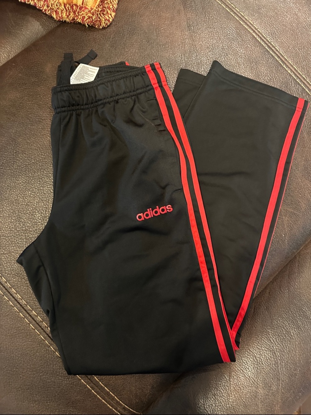 adidas Black Joggers with Red Side Stripes